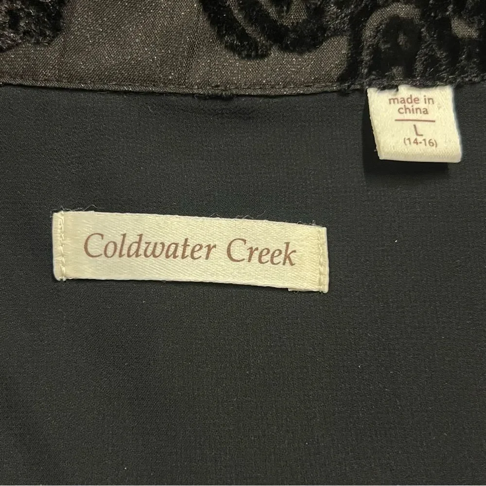Coldwater Creek Womens Black Velvet Burnout Top Size L Whimsigoth Fairy Grunge - Picture 9 of 10